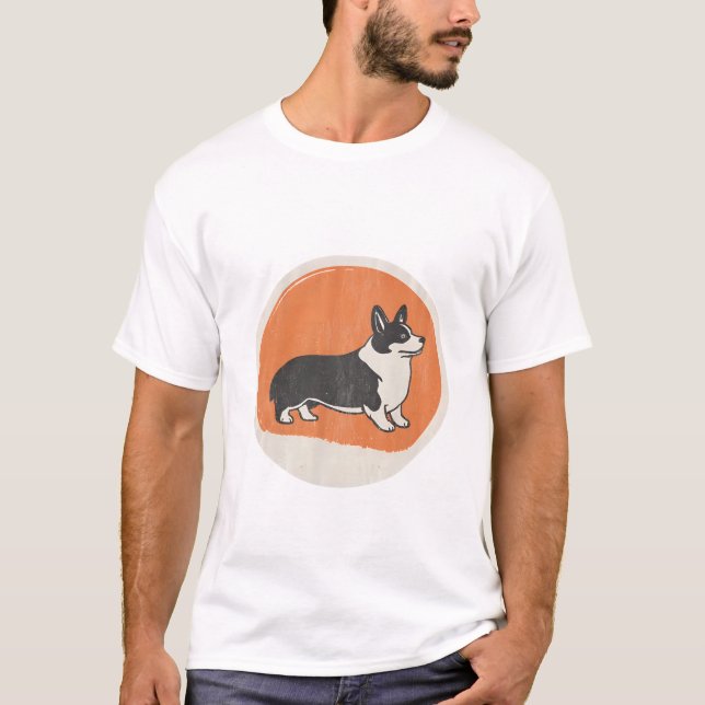 T-shirt Corgi Retro Silhouette Badge Tee (Devant)