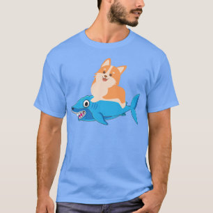 T-shirt Corgi Riding Shark Chien Propriétaire Animaux de c