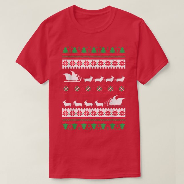 T-shirt Corgi Santas Reindeer Noël laid  (Design devant)