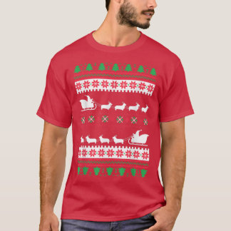 T-shirt Corgi Santas Reindeer Noël laid 