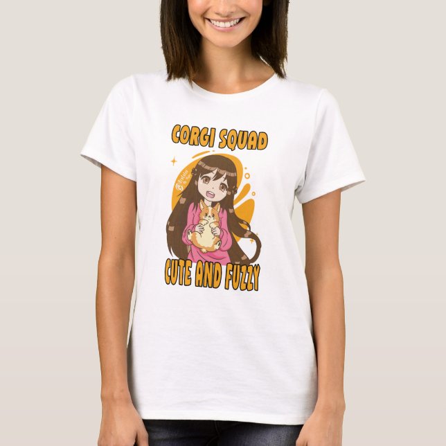 T-shirt Corgi Squad mignonne et blanc flou (Devant)