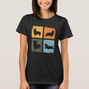 T-shirt Corgi Vintage Retro Style Chien Silhouette Corgi L