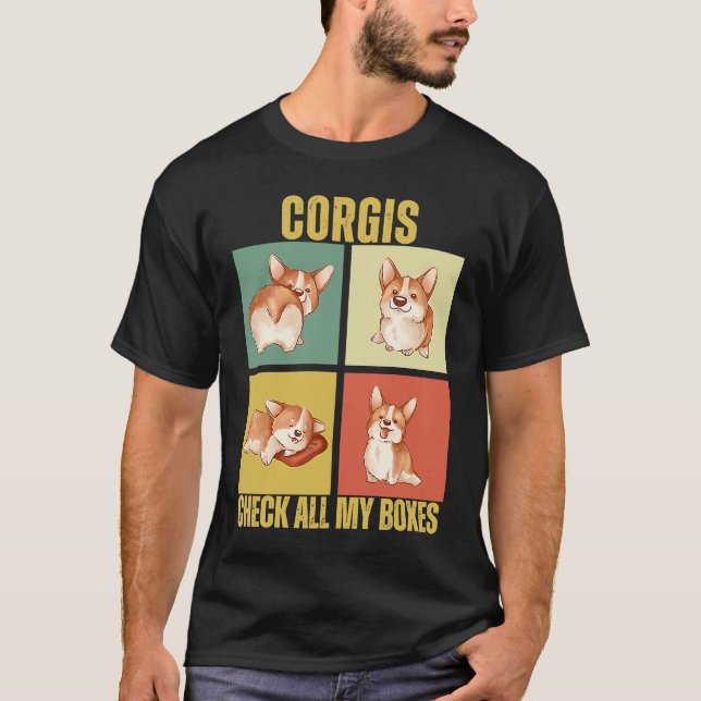 T-shirt Corgis Check All My Boxes  Corgi (Devant)