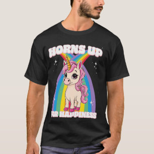 T-shirt Corne de licorne levée pour licorne de bonheur