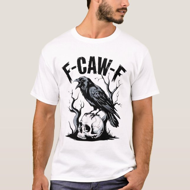 T-shirt Corneille noire, F-Caw-F Drôle Oiseau noir (Devant)