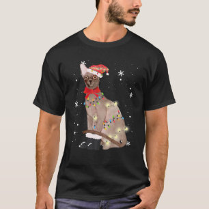 T-shirt Cornish Rex Chat Noël Lumière Noël Maman Papa Cade
