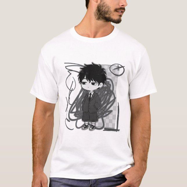 T-shirt Corporate Burnout Relatable Chibi Boy Suit Illustr (Devant)