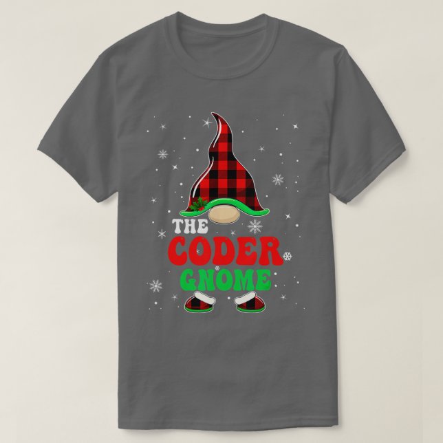 T-shirt Correspondance Buffle de famille Plaid Gnome Chri  (Design devant)