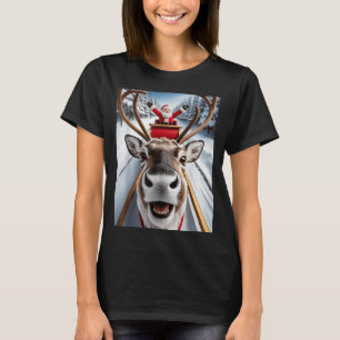 T-shirt Correspondance de famille drôle de selfie de renne