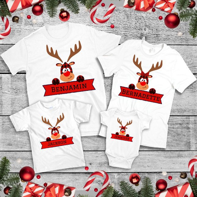 T-shirt Correspondance familiale Buffalo Plaid Reindee (Créateur téléchargé)