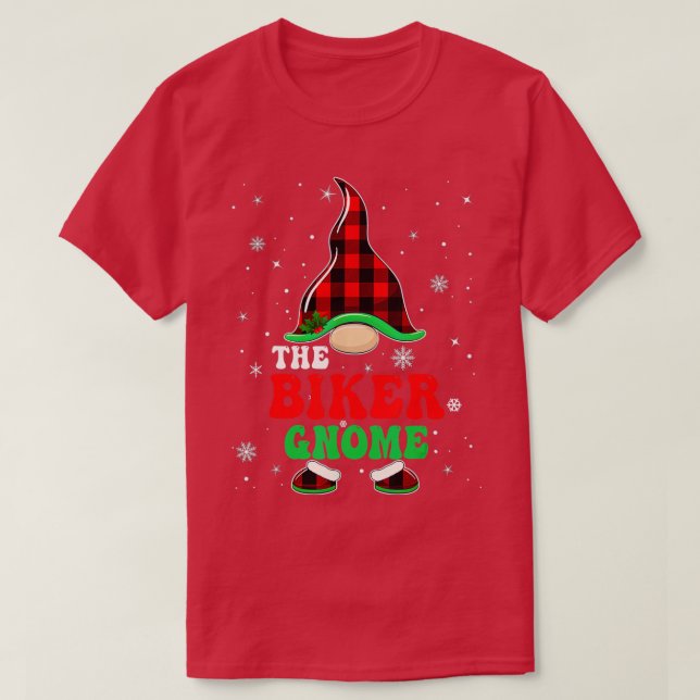 T-shirt Correspondance Famille Buffalo Plaid Vélo Gnome Ch (Design devant)
