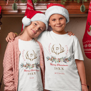 T-shirt Correspondance famille Noël rustique monogrammed