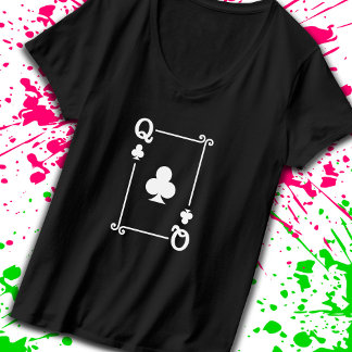 T-shirt Correspondance Queen Clubs Convient Jeux Cartes Mo