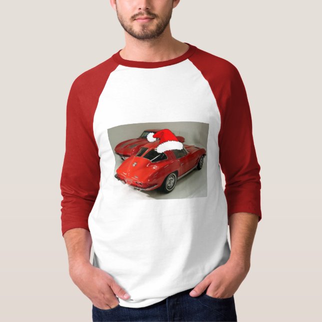 T-shirt Corvettes de Noël Classique Rouge (Devant)