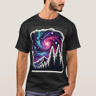 T-shirt Cosmic Forest: Galaxy Meets Nature