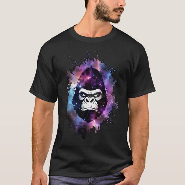 T-shirt Cosmic Gorilla Doing Space Things Funny (Devant)
