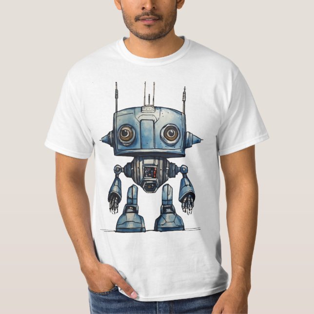 T - Shirt Cosmic Whimsy: Design von SCI-FI-Roboter (Vorderseite)
