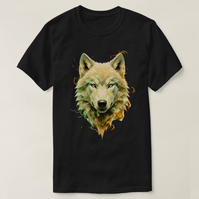 T-shirt Cosmic Wolf Geometric Mystical Animal Art (Design devant)
