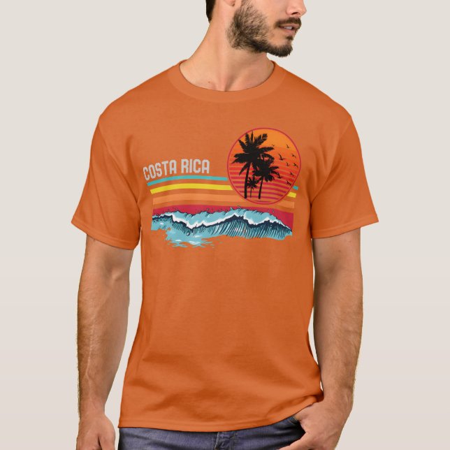 T-shirt Costa Rica Beach Sunset 80S Surfing Surf 70S famil (Devant)