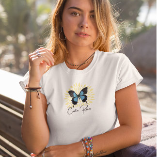 T-shirt Costa Rica Bleu Morpho Souvenir Papillon