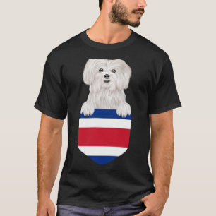 T-shirt Costa Rica Drapeau Chien Maltais À Poche