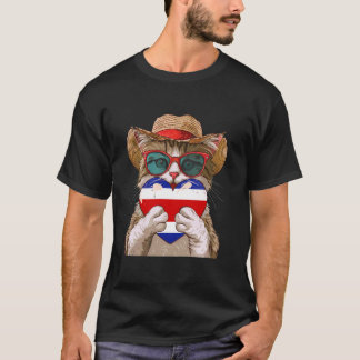 T-shirt Costa Rica Drapeau Costaricien Cœur Chat Fierté Co