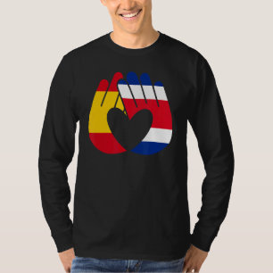 T-shirt Costa Rica Espagne Drapeau Amitié Fraternité Mains