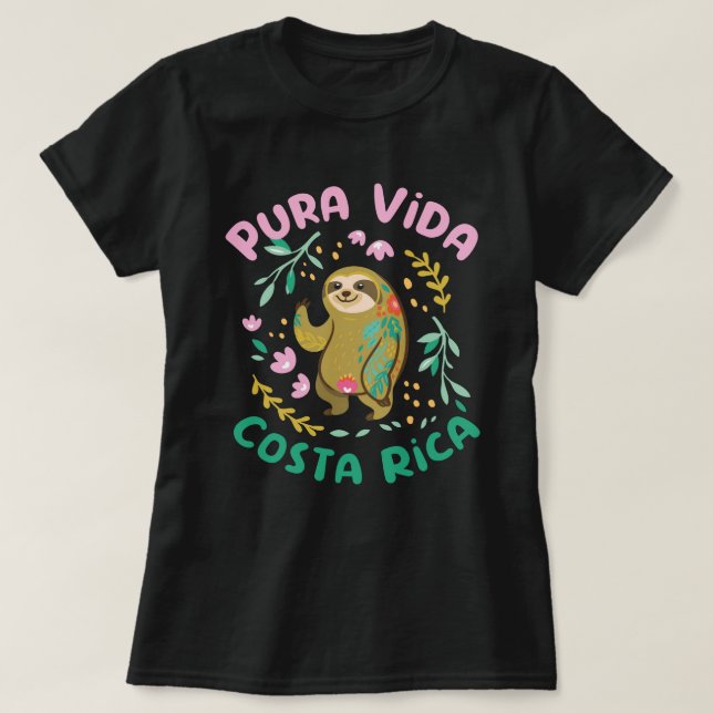 T-shirt Costa Rica Pura Vida Sloth (Design devant)