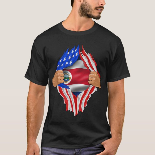 T-shirt Costa Rica Racines USA Drapeau Patriotique Costa R (Devant)