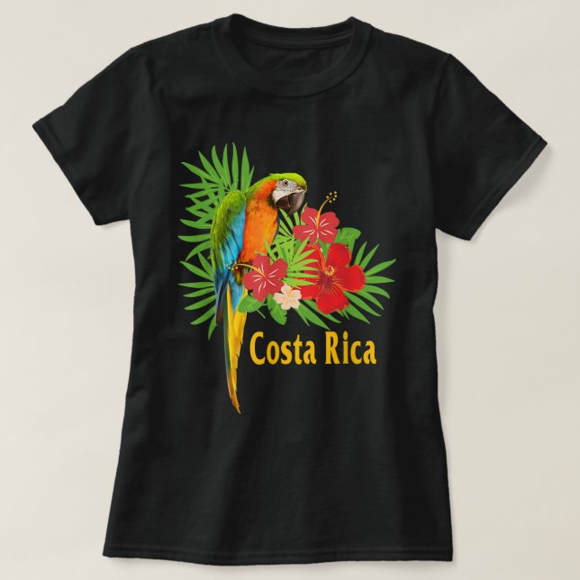 T-shirt Costa Rica Vacances Perroquet Fleurs tropicales (Design devant)