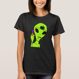 T-shirt Costume Alien Moyen Doigt Lazy Halloween Ufo Pu
