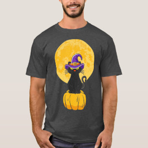 T-shirt Costume Chat Noir Vintage Effrayant Halloween sorc