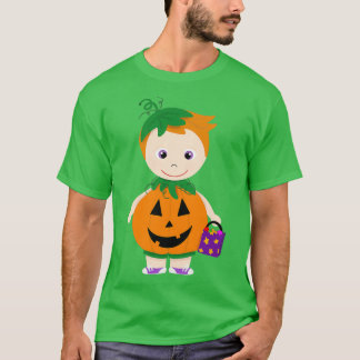 T-shirt Costume citrouille Garçon Peau claire Cheveux roug
