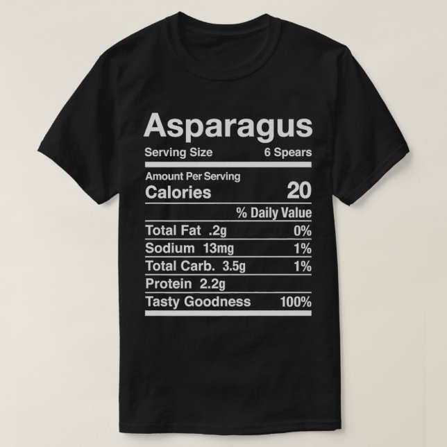 T-shirt Costume d'Asperge Cadeau Cadeau Nutrition Factures (Design devant)