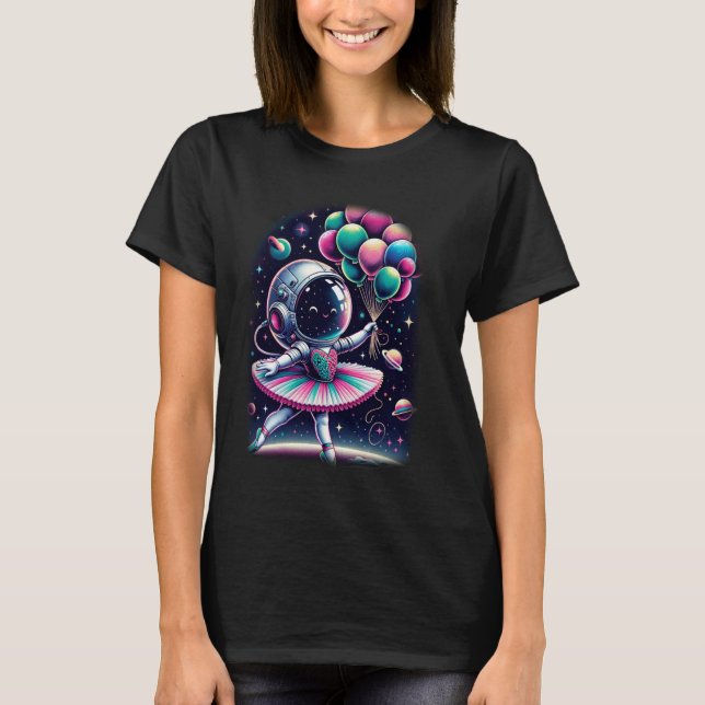 T-shirt Costume d'astronaute spatiale Ballerina Girl Plane (Devant)
