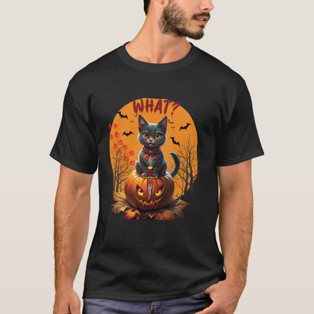 T-shirt Costume de chat amusant Quel drôle Chat noir meurt (Devant)