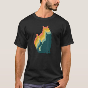 T-shirt Costume de chat coloré mignon vintage des années 9