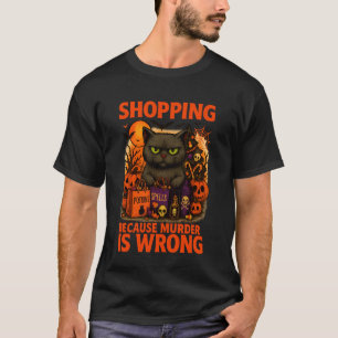 T-shirt Costume de chat de shopping Halloween Drôle de Pun