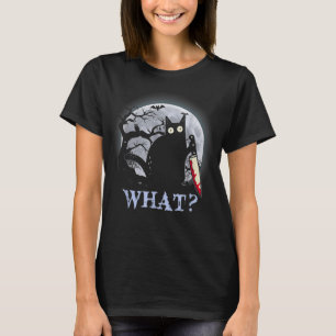 T-shirt Costume de chat tueur noir Halloween avec couteau 