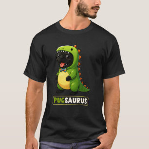T-shirt Costume de dinosaure Carlin noir Pugsaurus Trex Ma