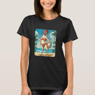 T-shirt Costume de femme poulet drôle en bikini pour la pl