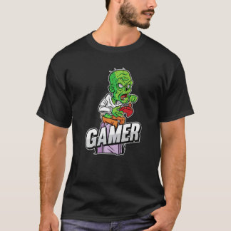 T-shirt Costume de Halloween paresseux de joueur zombie Co