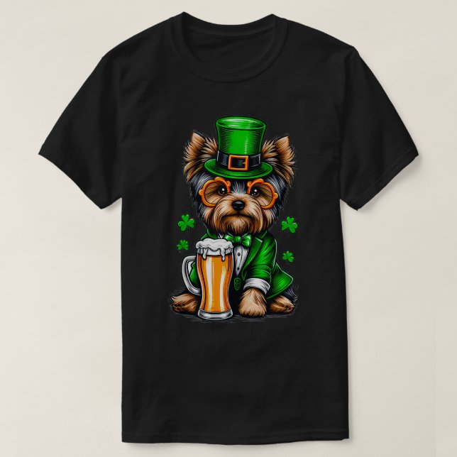 T-shirt Costume De La Journée Yorkie Saint Paddys Pour Cha (Design devant)
