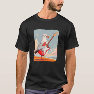 T-shirt Costume de Mouette de Plage avec Guitare à la Main