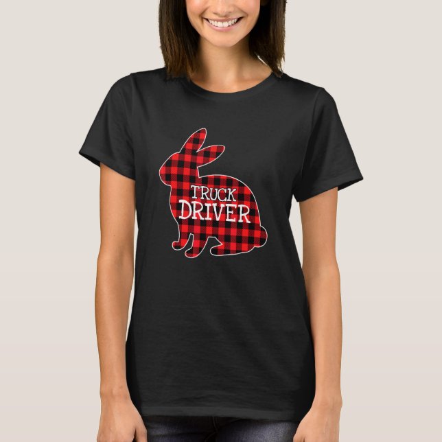T-shirt Costume de Pâques Bunny Rouge Plaid Camion Graphiq (Devant)