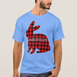 T-shirt Costume de Pâques Lapin Rouge Plaid Graphiste Coif