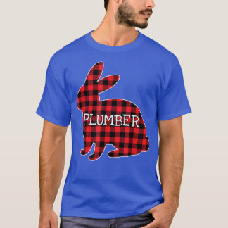 T-shirt Costume de Pâques Lapin Rouge Plaid Plaid Plumber