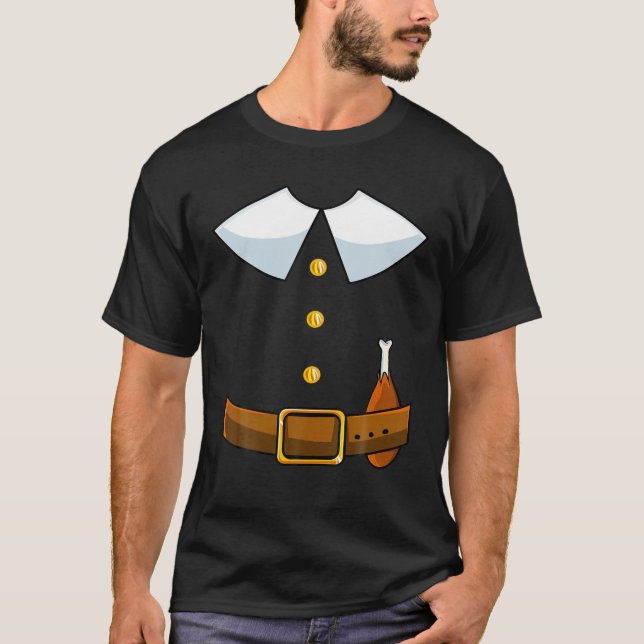 T-shirt Costume de pèlerin Coller Thanksgiving Turquie Hom (Devant)