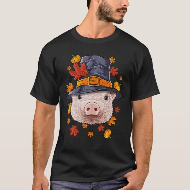 T-shirt Costume de pèlerinage de Thanksgiving Cochon Fermi (Devant)