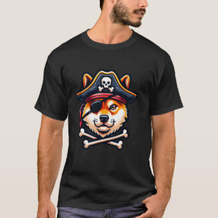 T-shirt Costume de pirate Shiba Inu Crâne Crossbones Chien